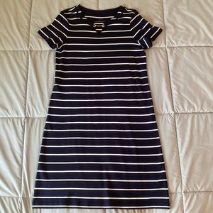 Talbots  size medium navy blue with white stripe knit dress
